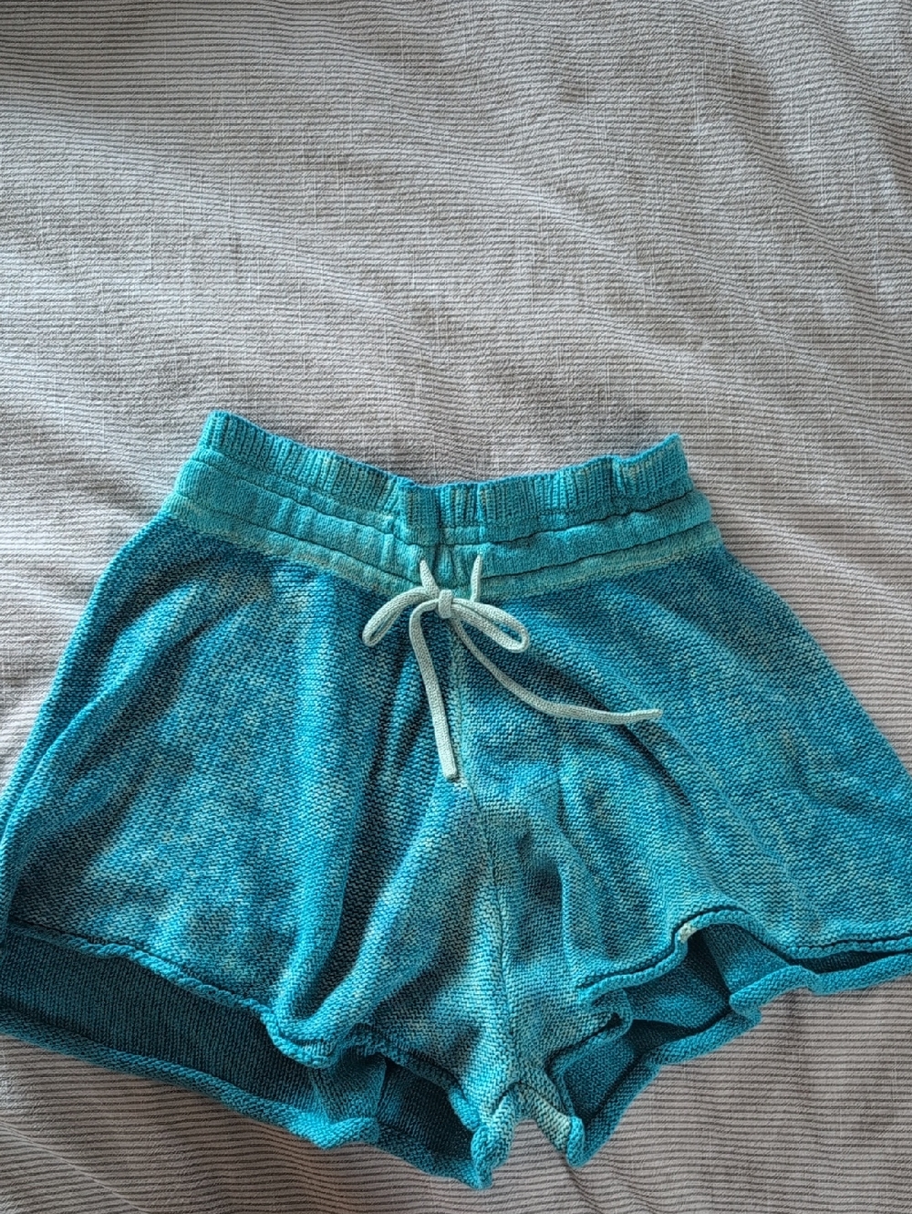 Free People Teal-ish Flowy Chunky Knit Drawstring Beach Shorts. Small